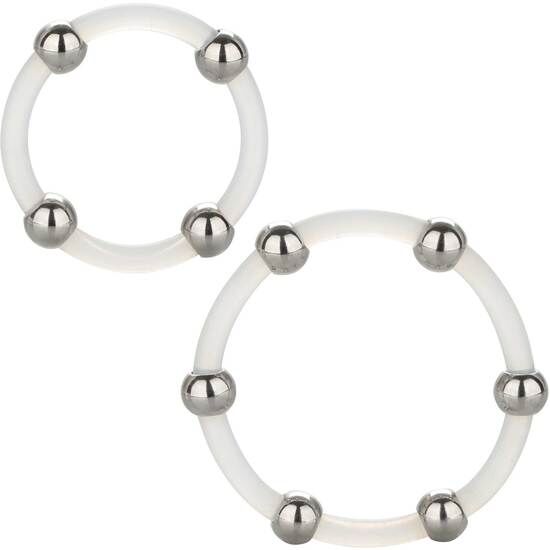 CALEXOTICS - ENSEMBLE DE BAGUES EN SILICONE PERLÉES EN ACIER by CALEXOTICS