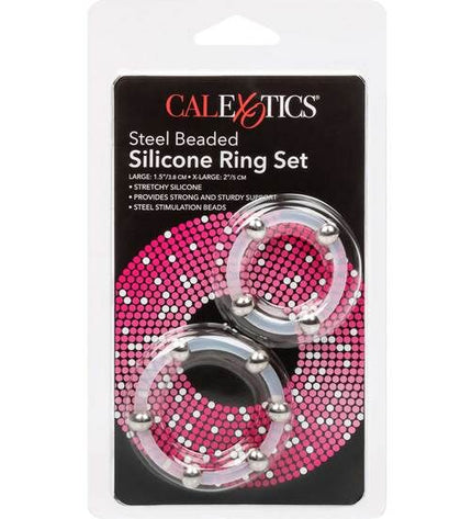 CALEXOTICS - ENSEMBLE DE BAGUES EN SILICONE PERLÉES EN ACIER by CALEXOTICS