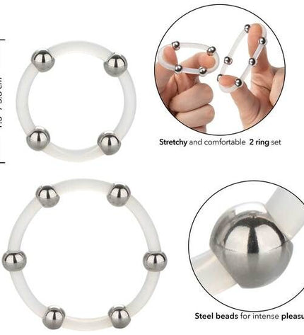 CALEXOTICS - ENSEMBLE DE BAGUES EN SILICONE PERLÉES EN ACIER by CALEXOTICS