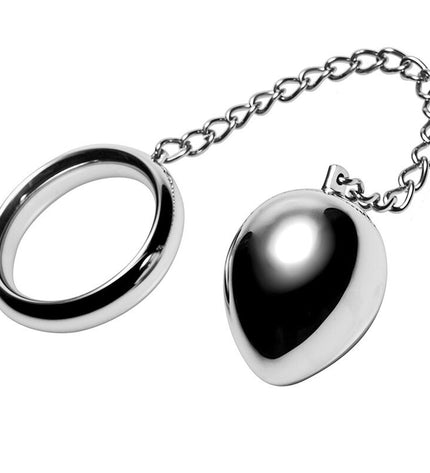 METAL HARD - ANNEAU PÉNIEN 40MM + CHAÎNE AVEC BILLE MÉTALLIQUE - Concombre Boutique