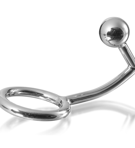 METAL HARD - ANNEAU COCK RING AVEC CROCHET INTRUS ANAL 45MM - Concombre Boutique