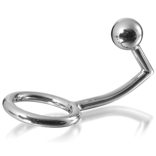 METAL HARD - ANNEAU COCK RING AVEC CROCHET INTRUS ANAL 45MM - Concombre Boutique