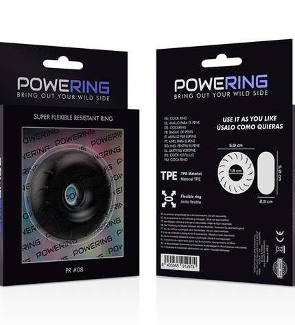 POWERING - ANNEAU PÉNIS SUPER FLEXIBLE ET RÉSISTANT 5CM PR08 NOIR by POWERING