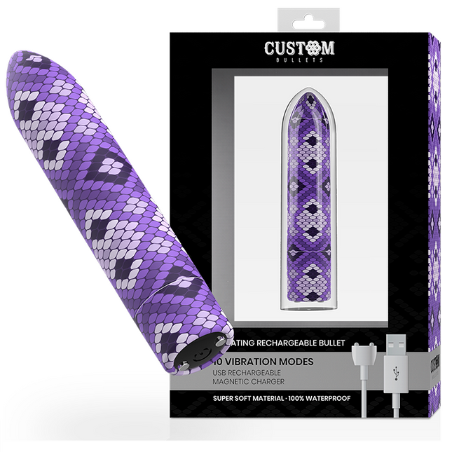 CUSTOM BULLETS - RECHARGEABLE SNAKE PURPLE MAGNETIC BULLET 10V by CUSTOM BULLETS