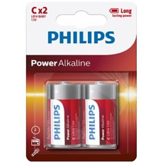 PHILIPS - PLAQUETTE PHILIPS POWER ALCALINE PILA C LR14 * 2 by PHILLIPS