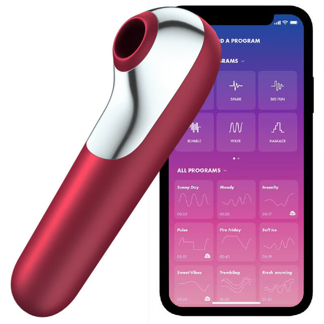 SATISFYER - VIBRATEUR ET ASPIRATION DUAL LOVE AVEC AIR PULSÉ ROUGE by SATISFYER CONNECT