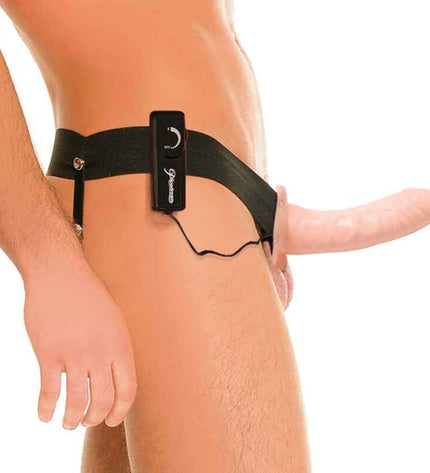 FETISH FANTASY SERIES - HARNAIS VIBRATEUR CREUX POUR LUI ET ELLE NATUREL 14CM