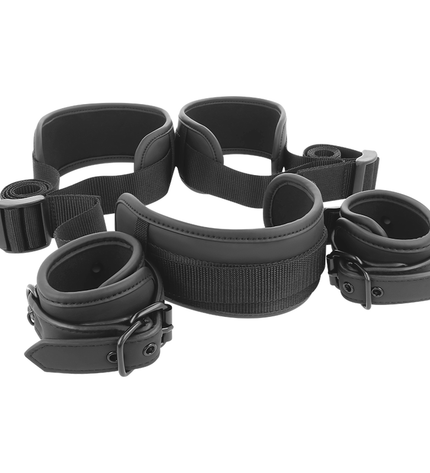 FETISH SUBMISSIVE - POSITION JAMBES OUVERTES AVEC MENOTTES DOUBLÉES EN NOPRÈNE - Concombre Boutique