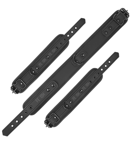 FETISH SUBMISSIVE - COLLIER ET MENOTTES EN CUIR VÉGAN AVEC DOUBLURE EN NOPRÈNE - Concombre Boutique