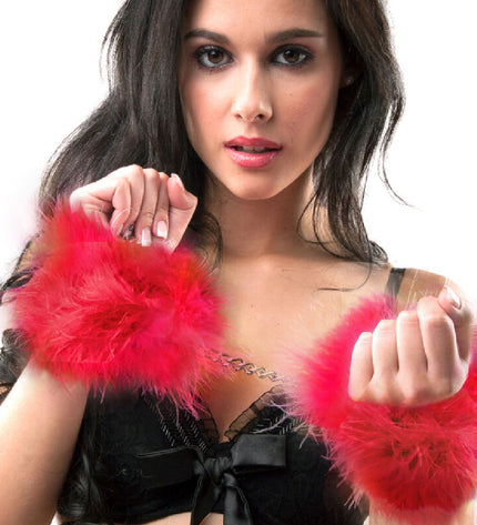 SECRETPLAY - MENOTTES MARABOU ROUGE - Concombre Boutique