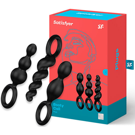 SATISFYER - JEU DE BOUCHONS ANAL 3 PCS NOIR - Concombre Boutique