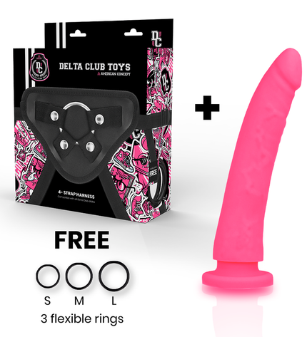 DELTA CLUB - TOYS HARNAIS + DONG SILICONE ROSE 17 CM -O- 3 CM by DELTACLUB