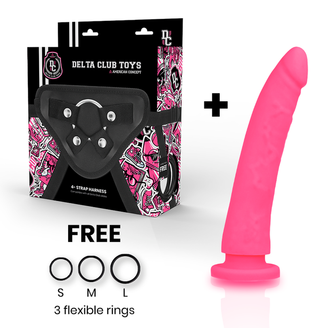 DELTA CLUB - TOYS HARNAIS + DONG SILICONE ROSE 17 CM -O- 3 CM by DELTACLUB