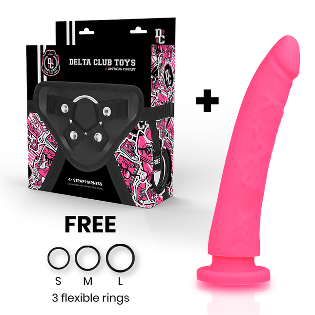 DELTA CLUB - TOYS HARNAIS + DONG SILICONE ROSE 20 CM -O- 4 CM by DELTACLUB