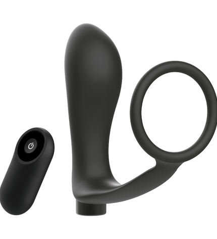 ADDICTED TOYS - ANNEAU PÉNIS AVEC TÉLÉCOMMANDE PLUG ANAL NOIR RECHARGEABLE by ADDICTED TOYS