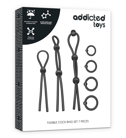 ADDICTED TOYS - ENSEMBLE DANNEAU PÉNIAL FLEXIBLE EN SILICONE 7 PIÈCES by ADDICTED TOYS